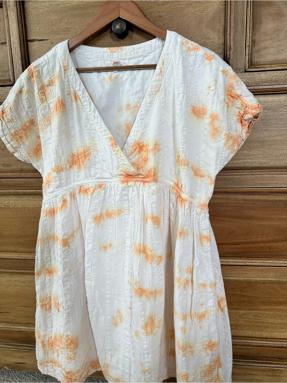 Sigrid Olsen White Mini Dress with Orange Tie-Dye